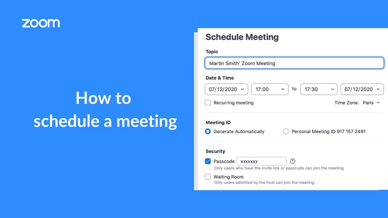 Scheduling a Zoom meet